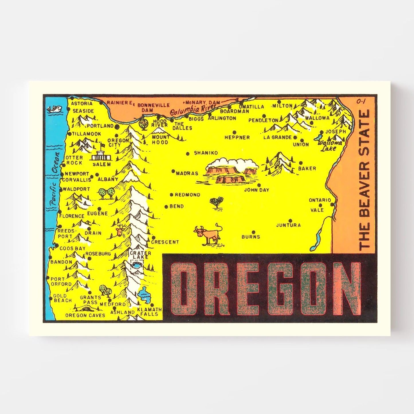 Vintage Map of Oregon, 1960