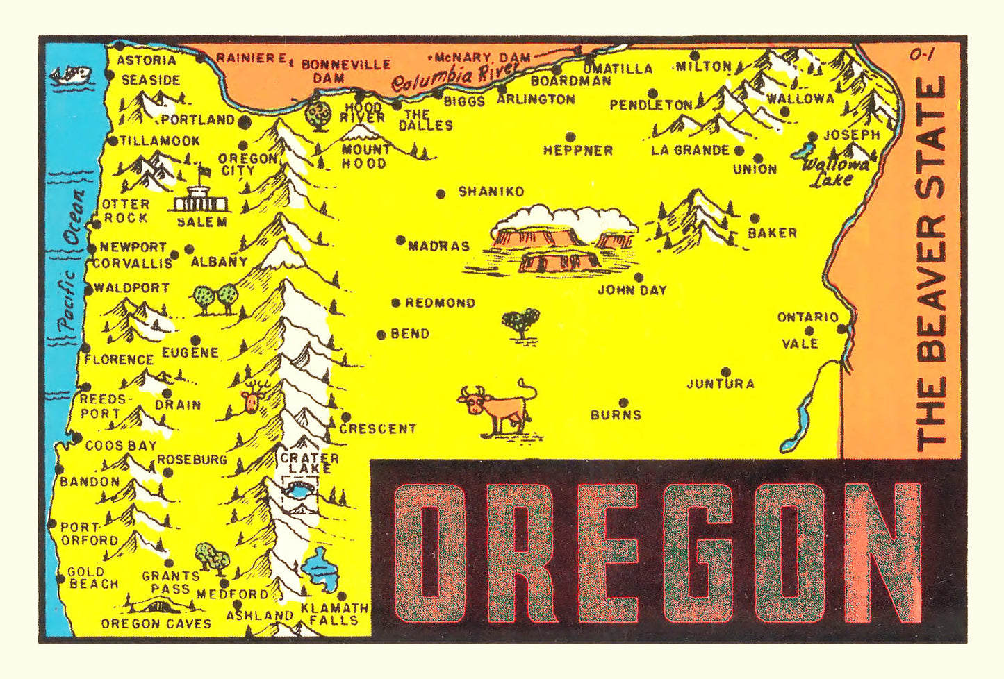 Vintage Map of Oregon, 1960