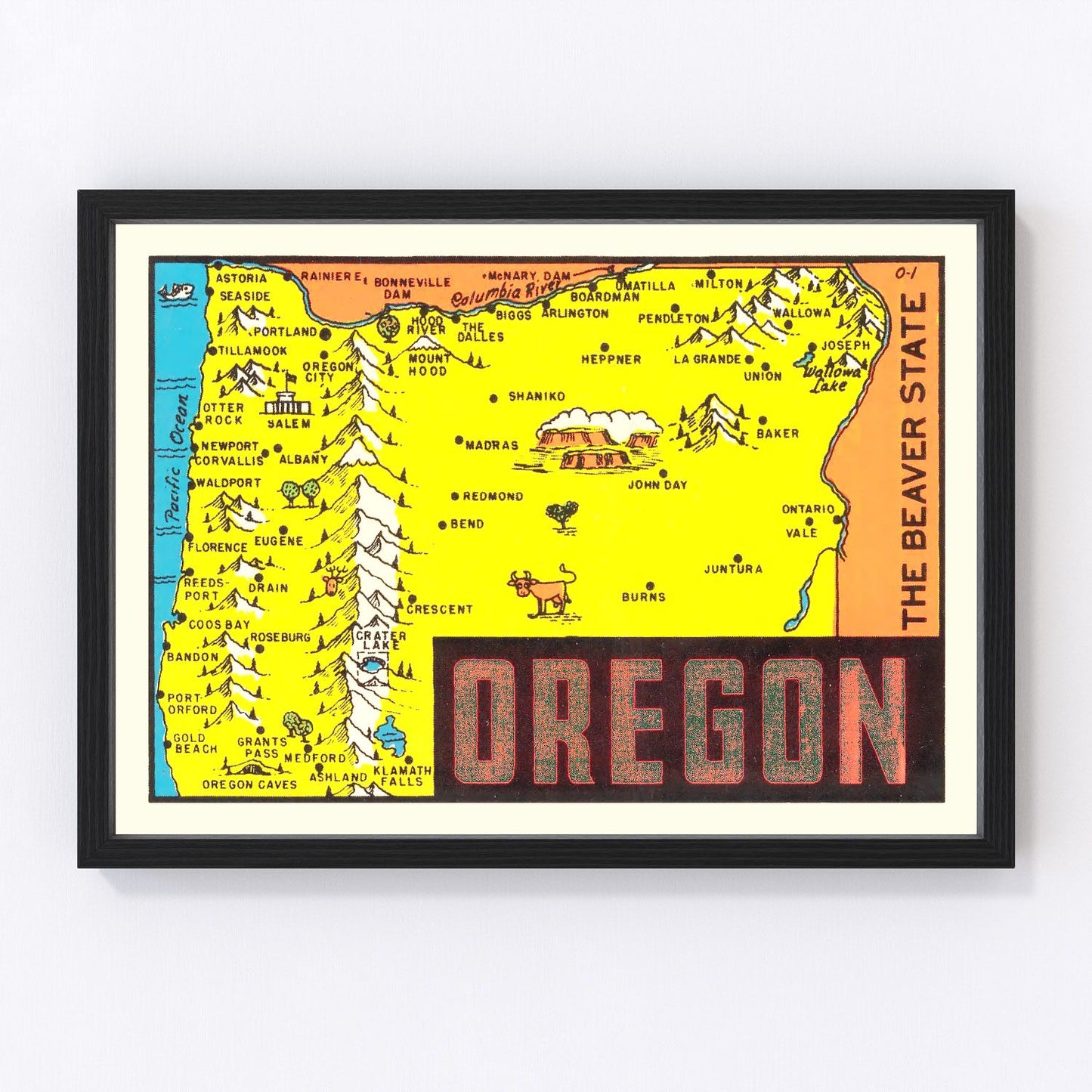 Vintage map of Oregon, 1960