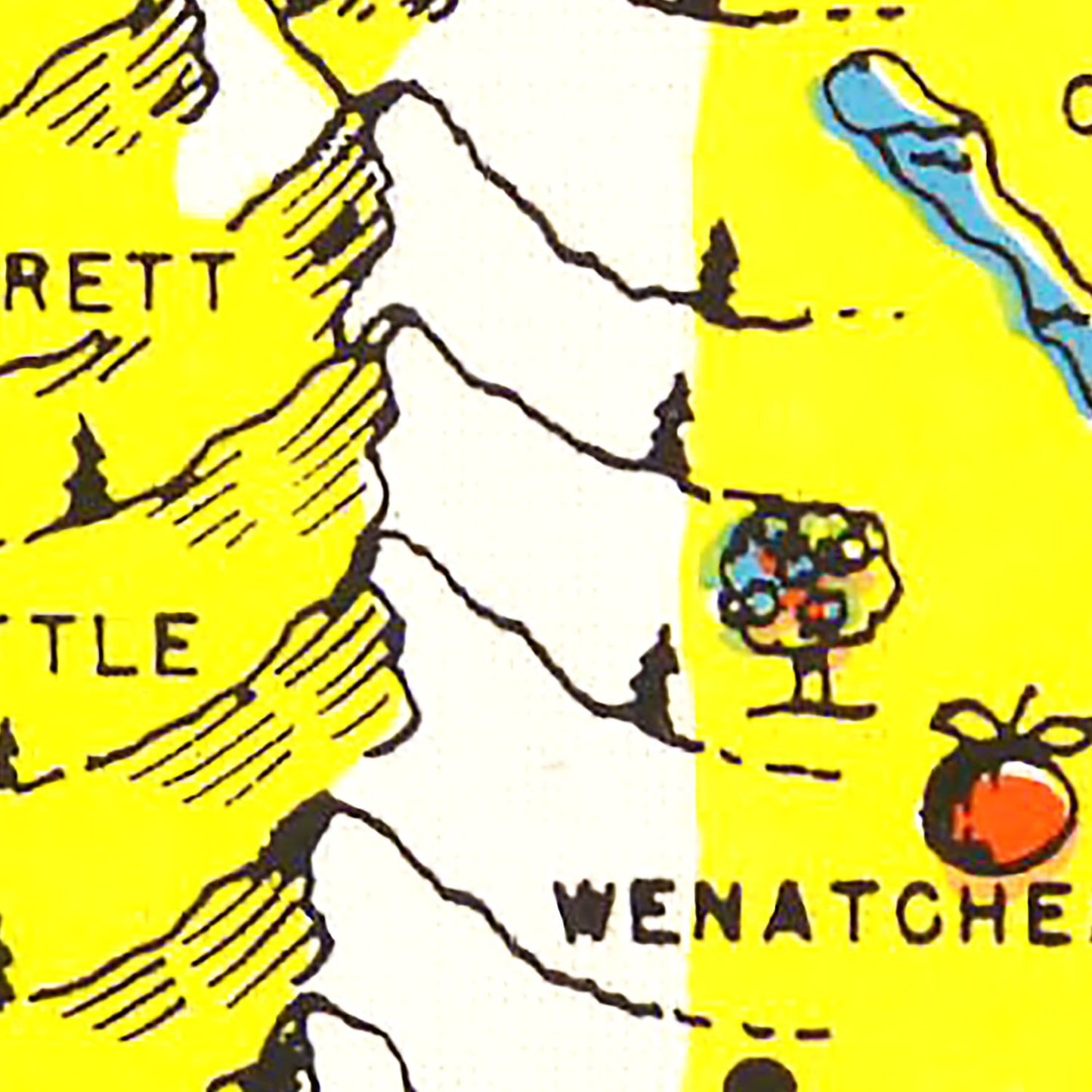 Vintage Map of Washington State, 1950