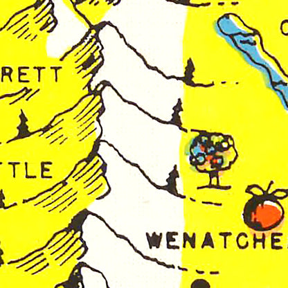 Vintage Map of Washington State, 1950