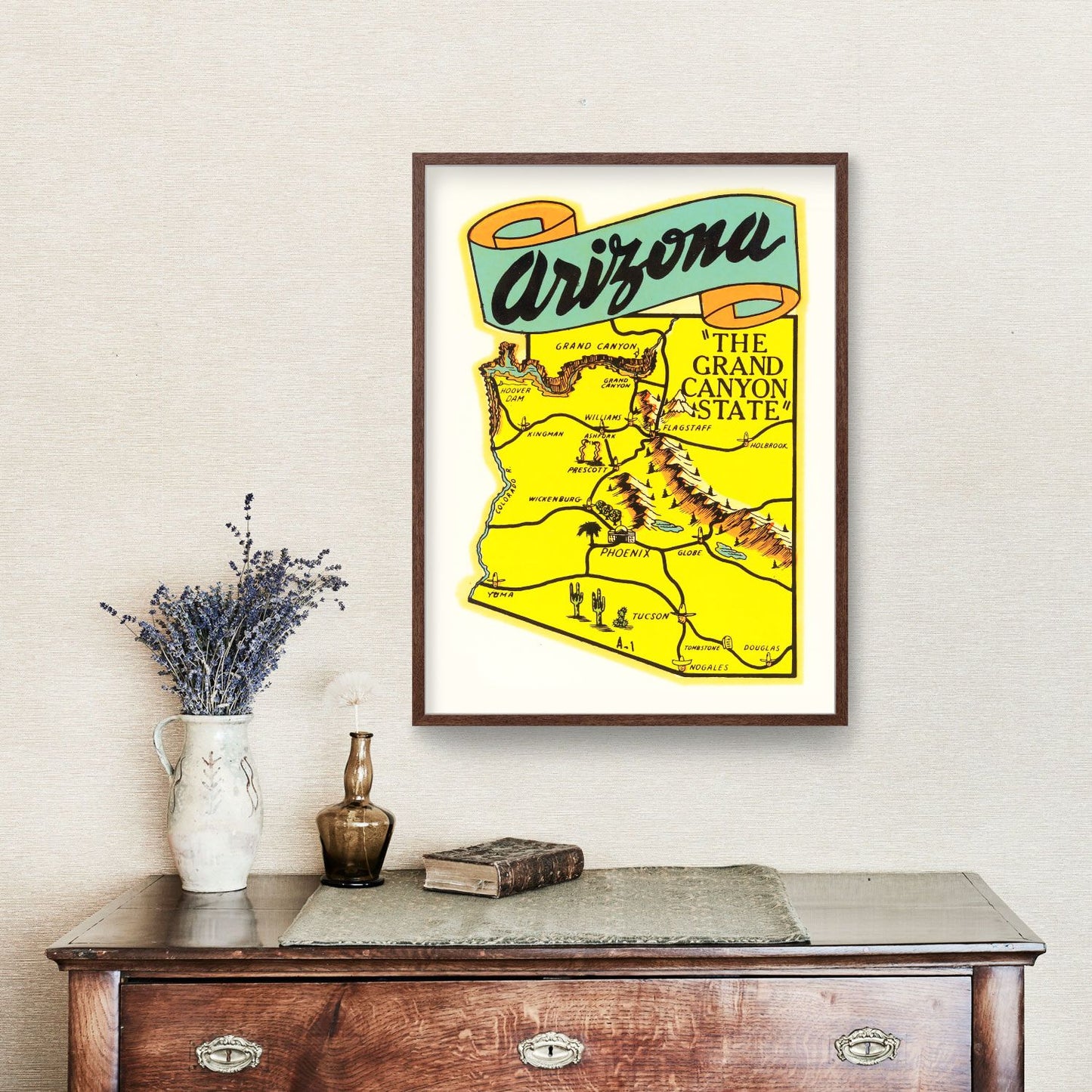 Vintage Map of Arizona, 1950