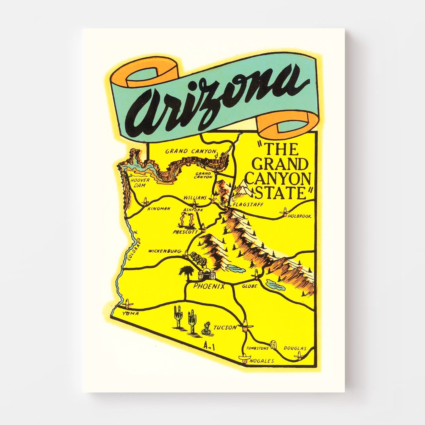Vintage Map of Arizona, 1950