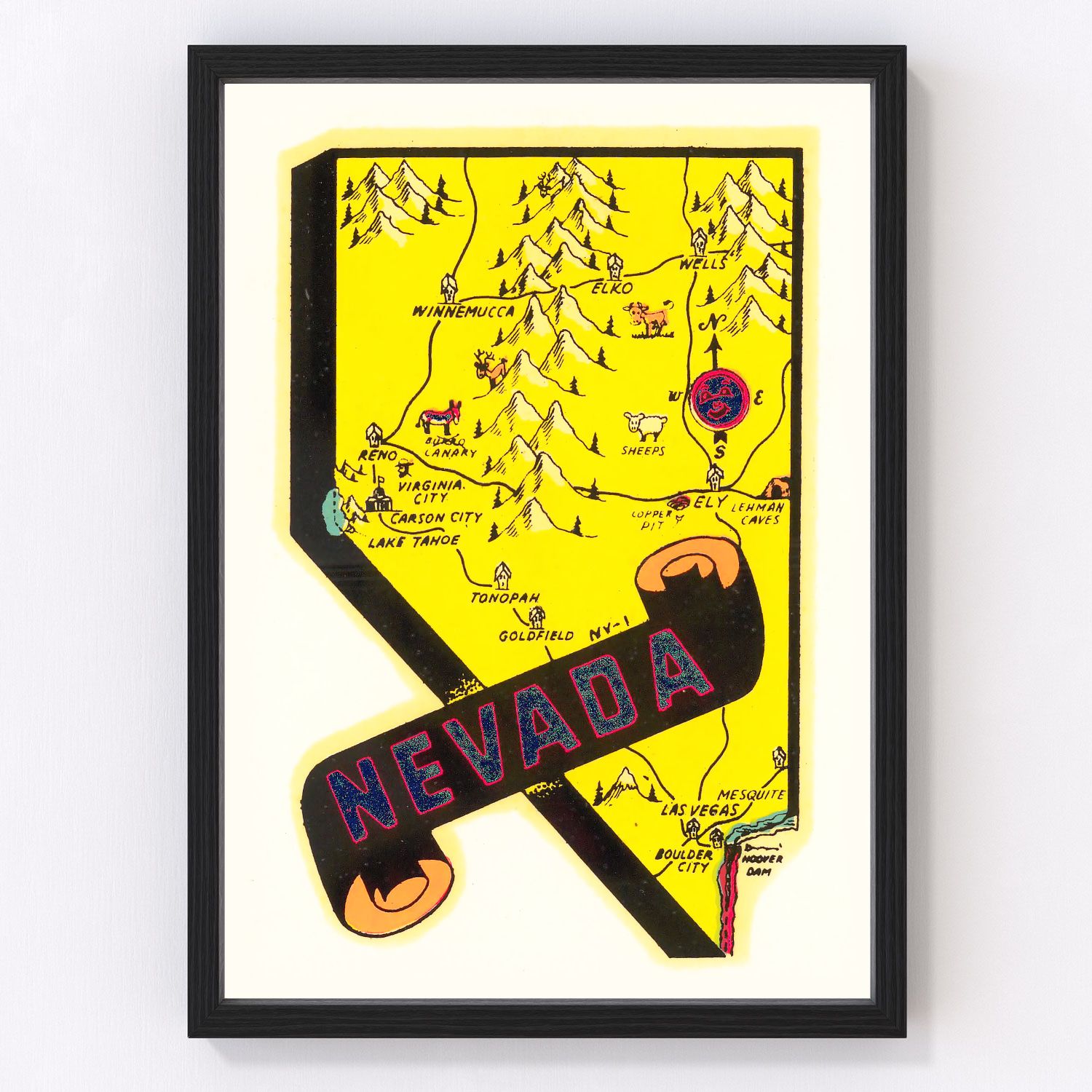 Vintage map of Nevada, 1950