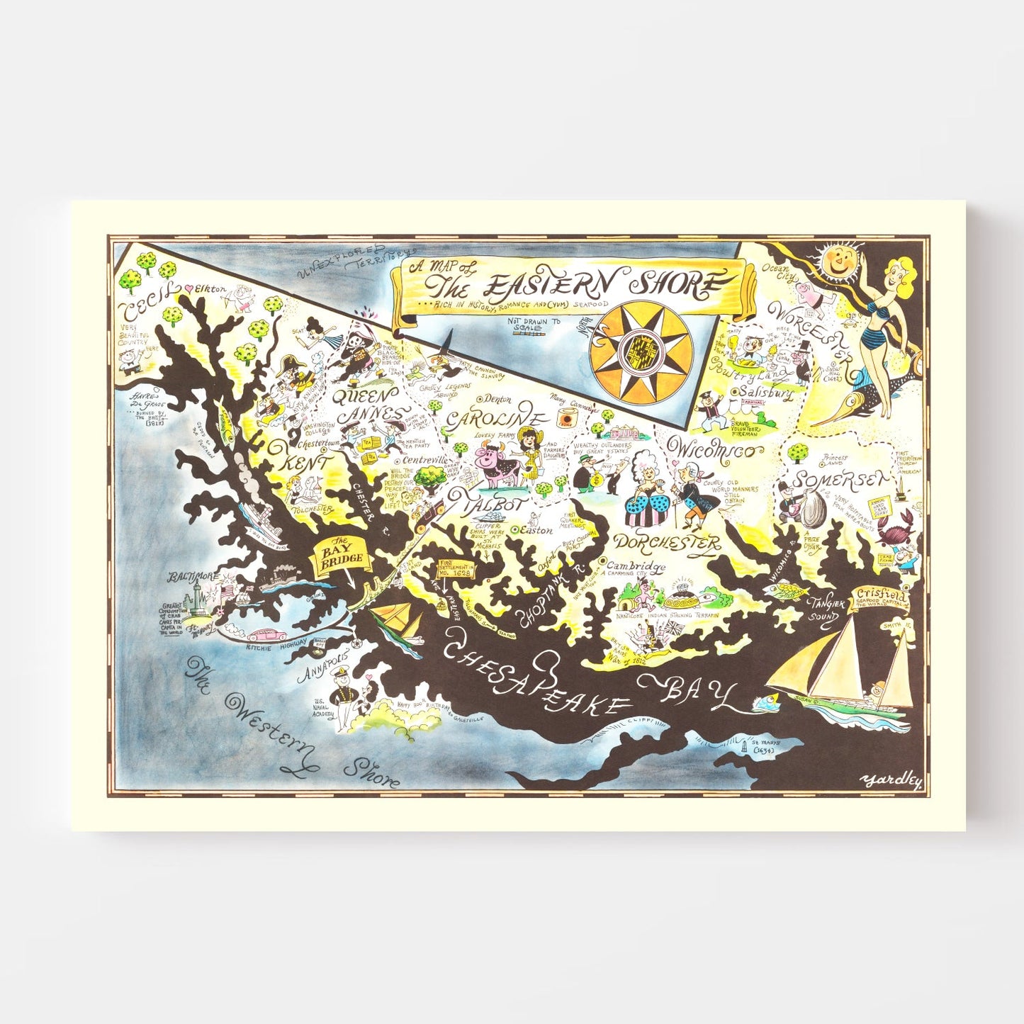 Vintage Map of the Eastern Shore of Maryland, 1952