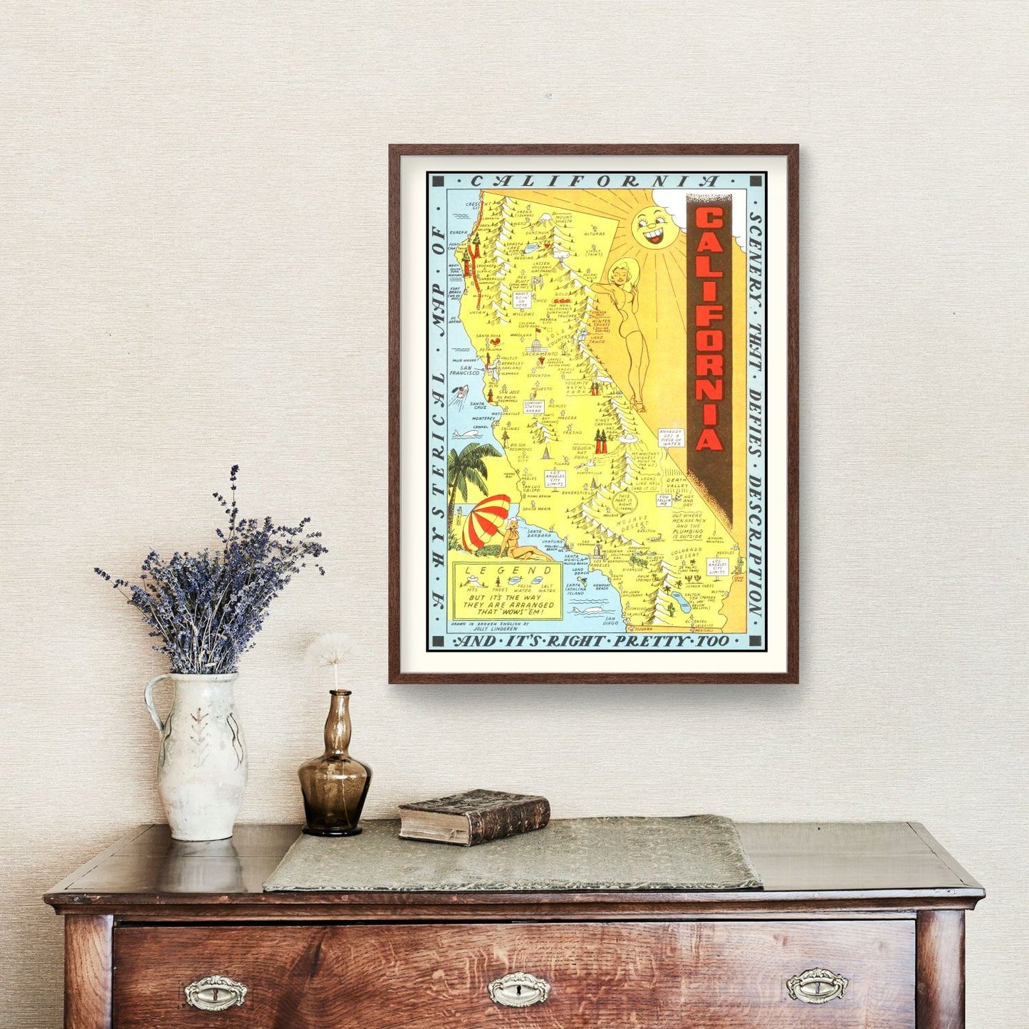 Vintage Map of California, 1948 | Wall Art