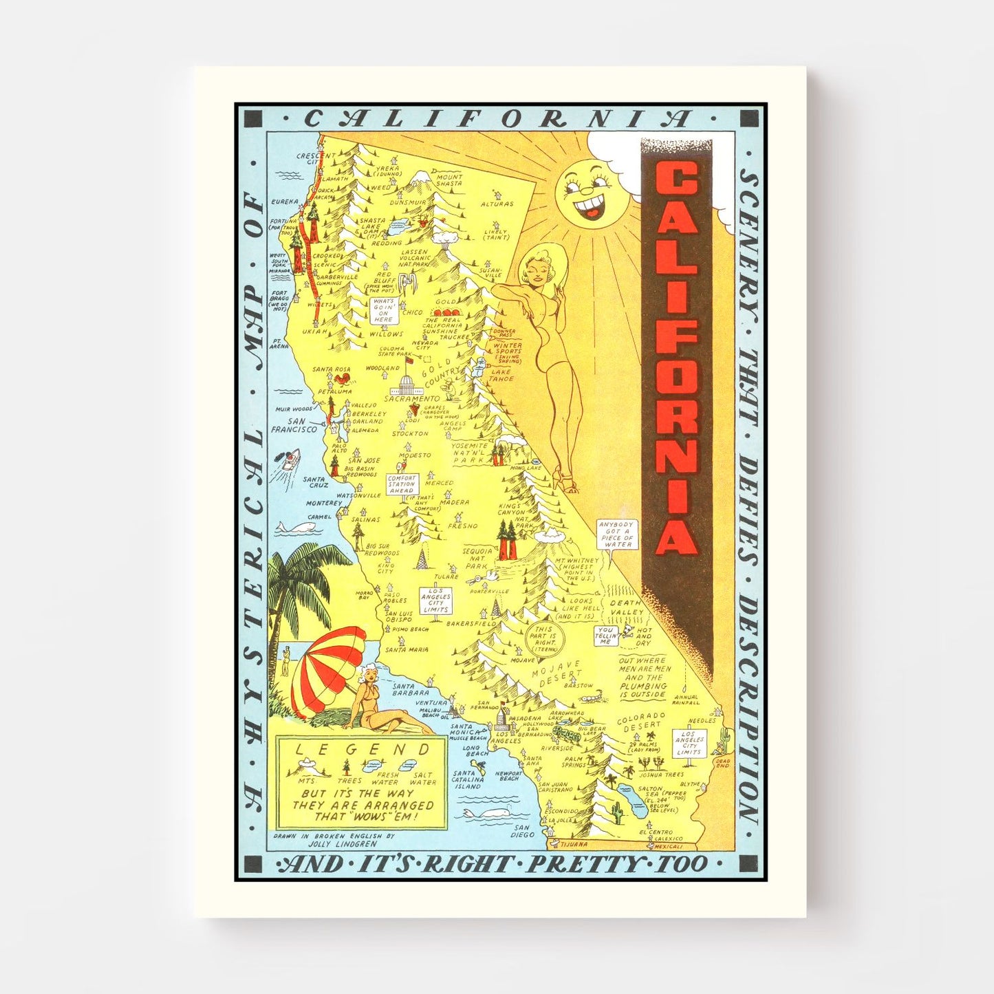 Vintage Map of California, 1948 | Wall Art