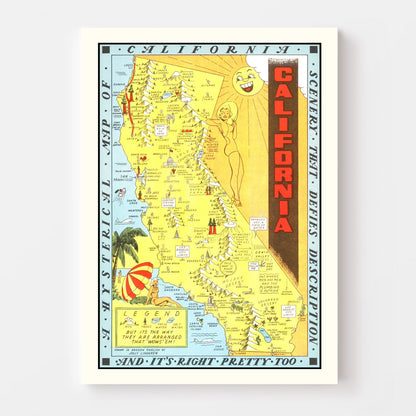 Vintage Map of California, 1948 | Wall Art