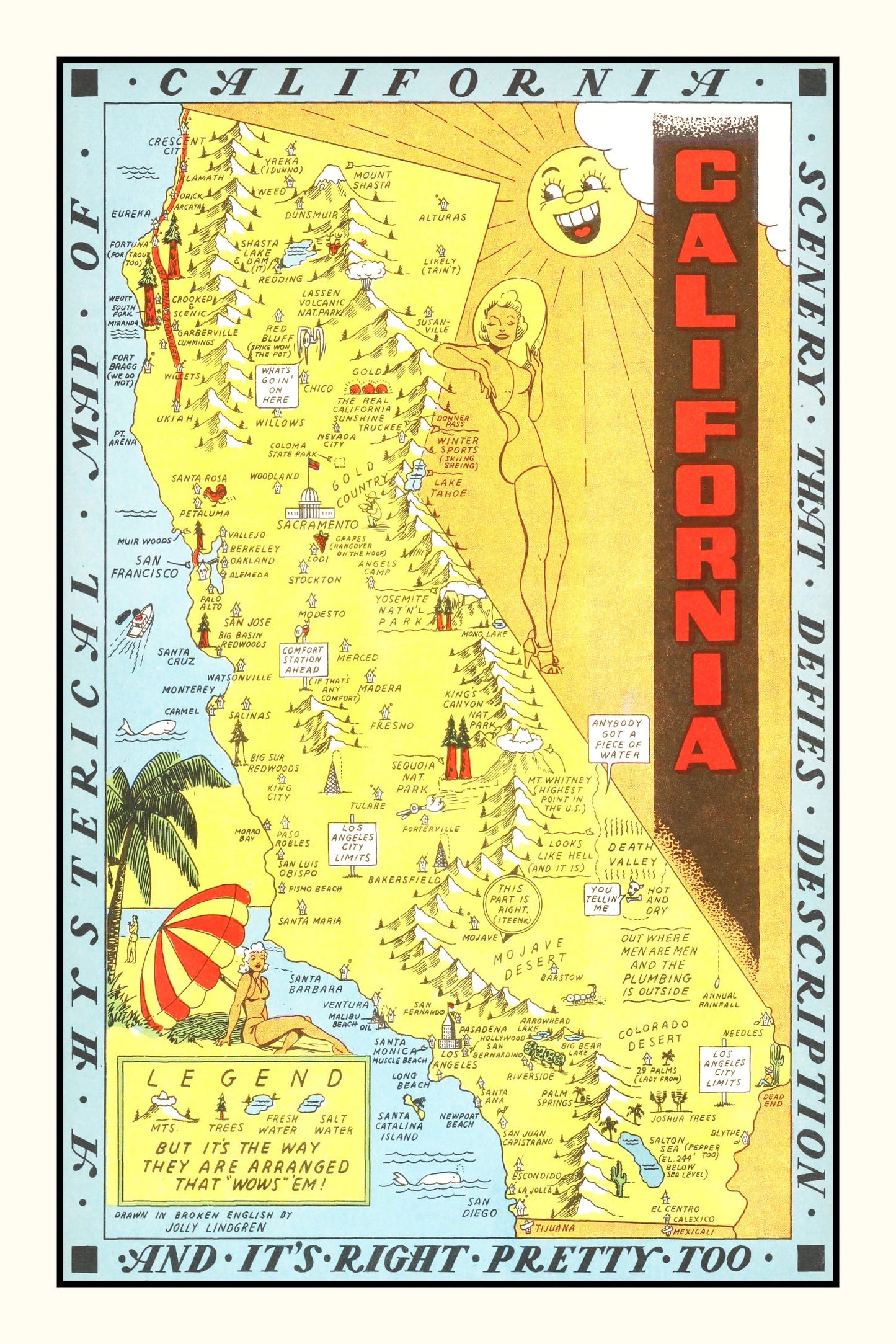 Vintage Map of California, 1948 | Wall Art