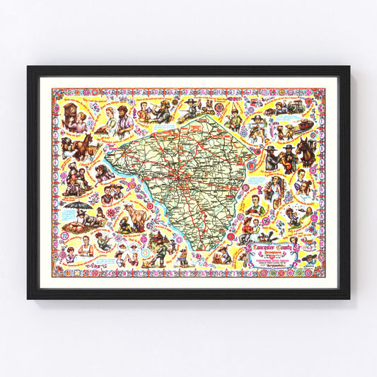 Vintage map of Lancaster County, Pennsylvania, 1955
