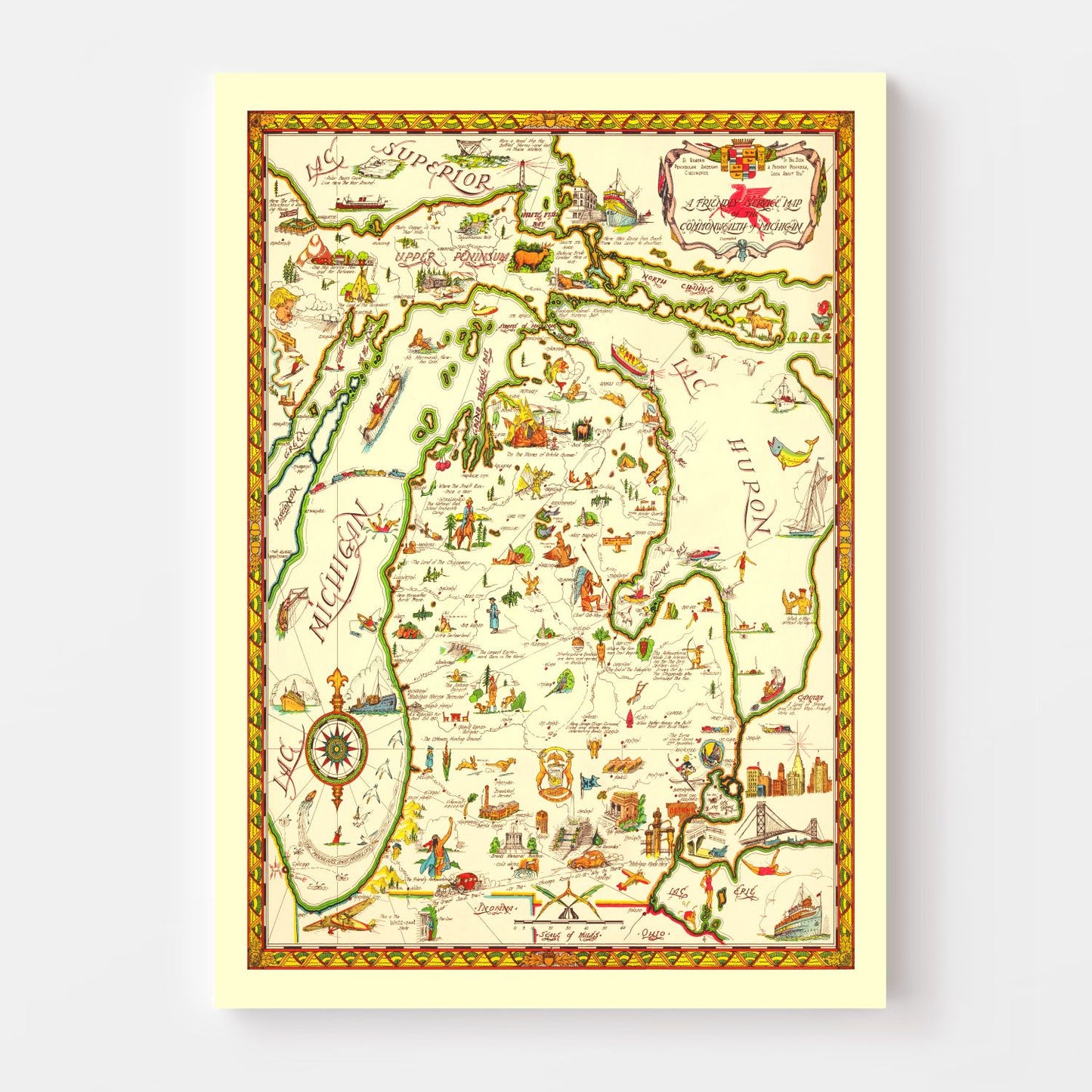 Vintage Map of Michigan, 1940