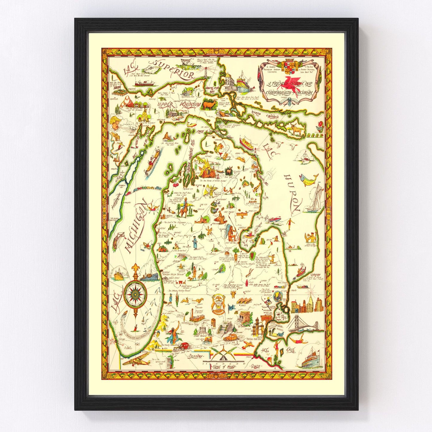vintage map of Michigan, 1940