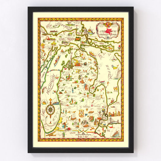 vintage map of Michigan, 1940