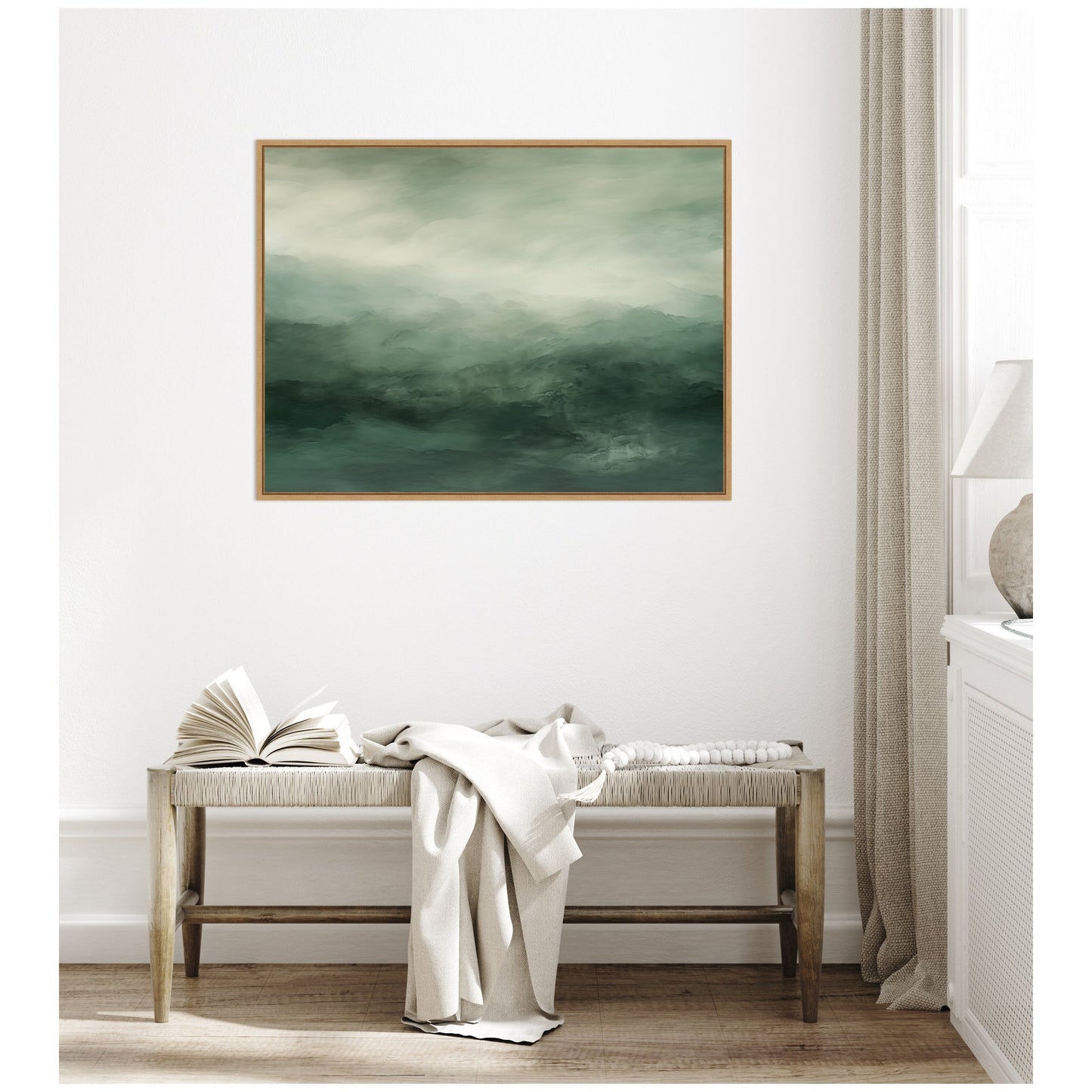 Sage and Emerald Abstract Forest Canvas Wall Art