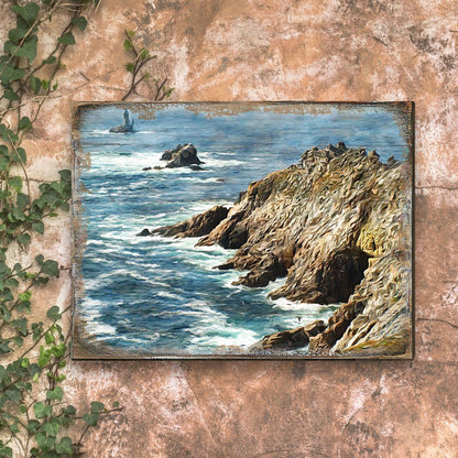 Ocean Cliff Wood Wall Art - Coastal Seascape Decor
