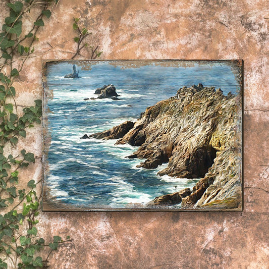 Ocean Cliff Wood Wall Art - Coastal Seascape Decor