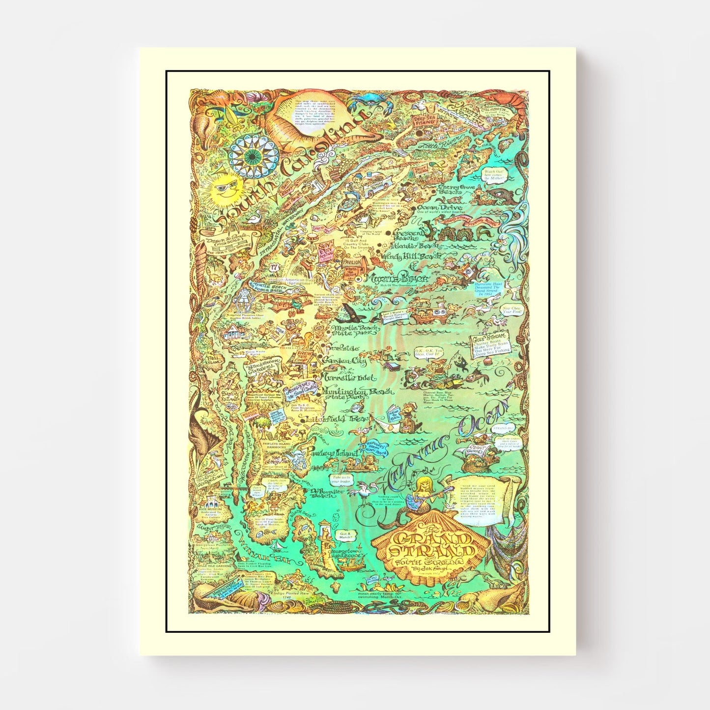 Vintage Map of the Grand Strand, South Carolina, 1972