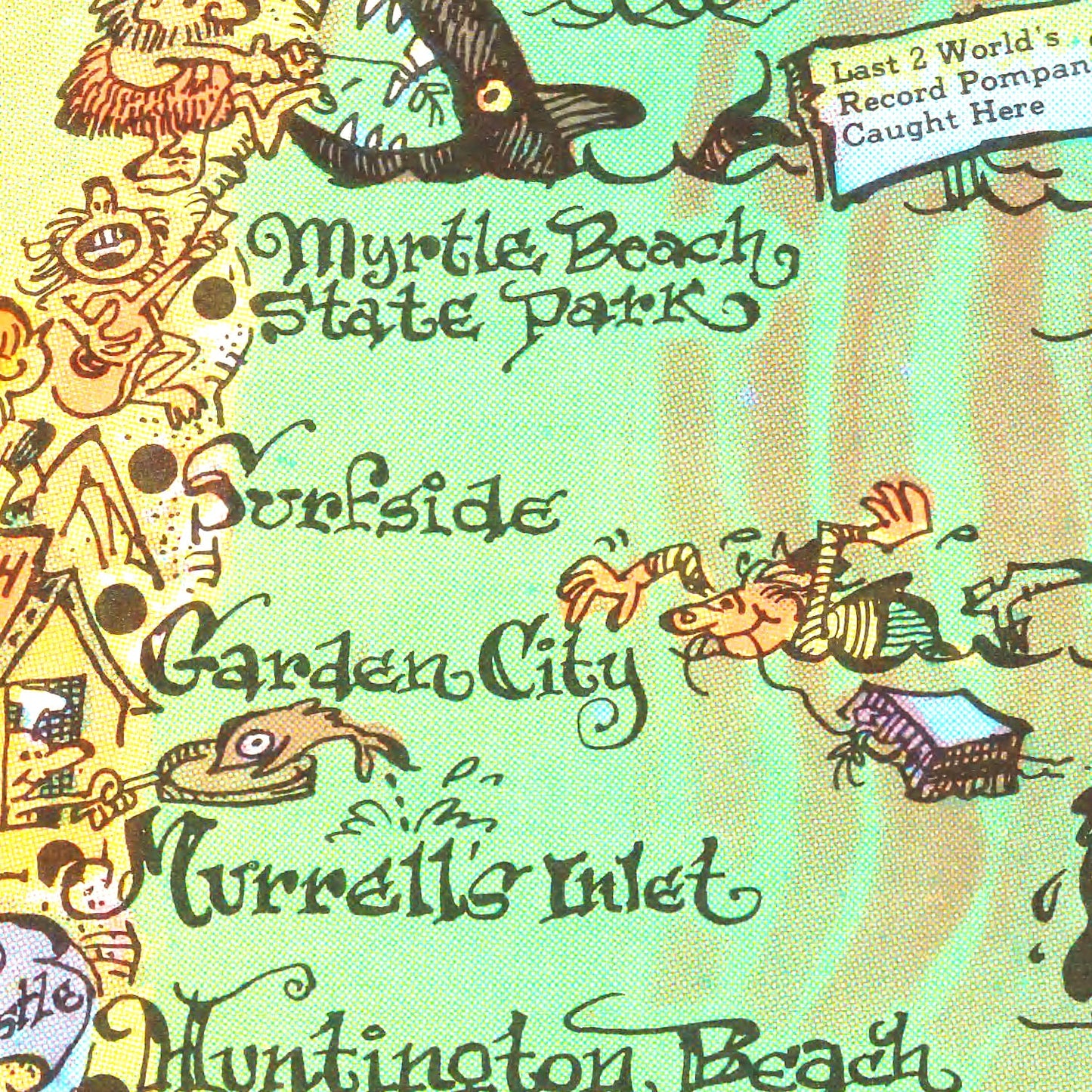 Vintage Map of the Grand Strand, South Carolina, 1972