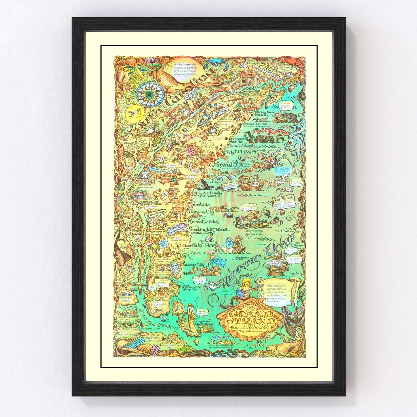 Vintage map of the Grand Strand, South Carolina, 1972