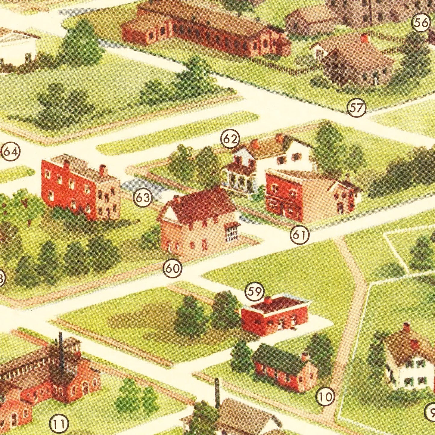 Vintage Map of Greenfield Village, Dearborn, Michigan, 1951