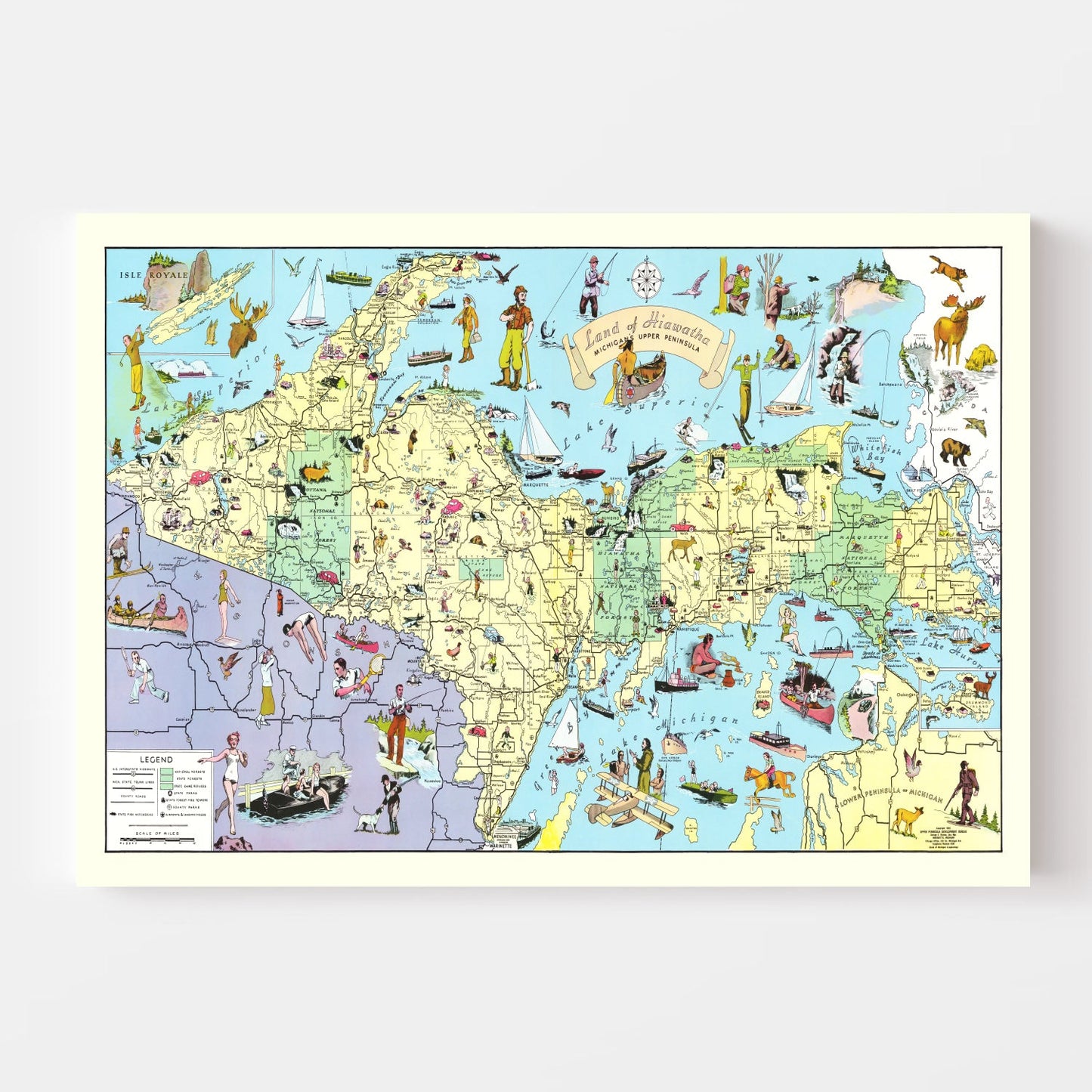 Vintage Map of Schoolcraft County, Michigan, 1935