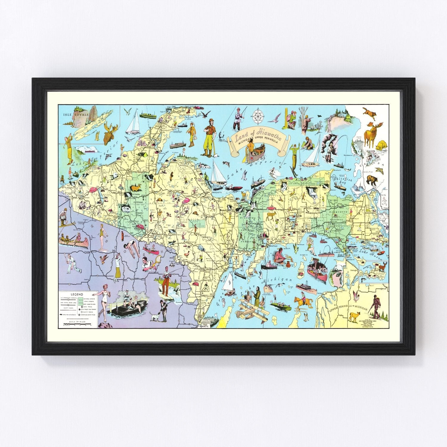 Vintage map of Schoolcraft County, Michigan, 1935