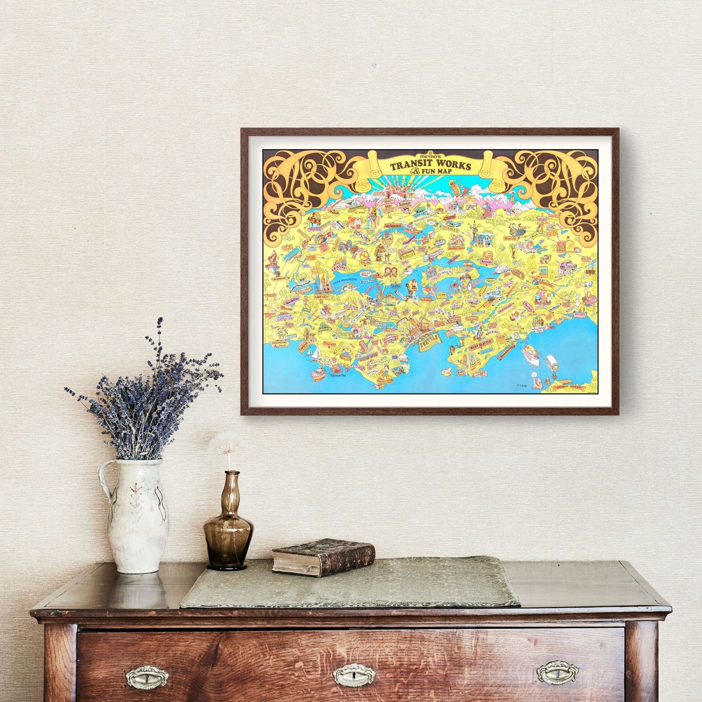 Vintage Map of Seattle, Washington, 1974