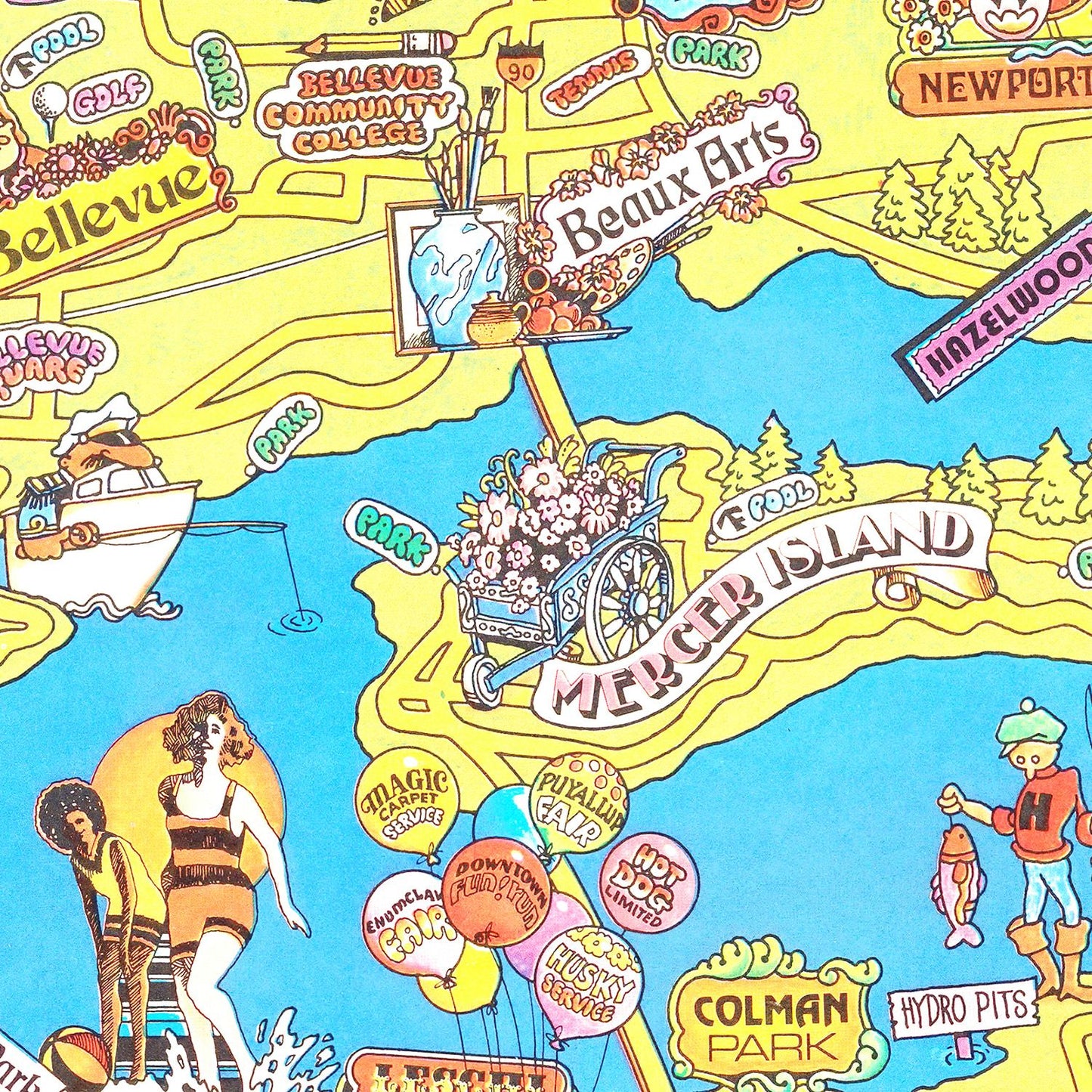 Vintage Map of Seattle, Washington, 1974