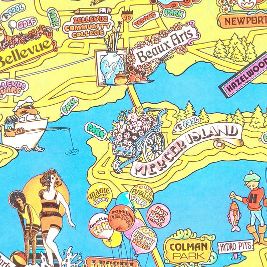 Vintage Map of Seattle, Washington, 1974