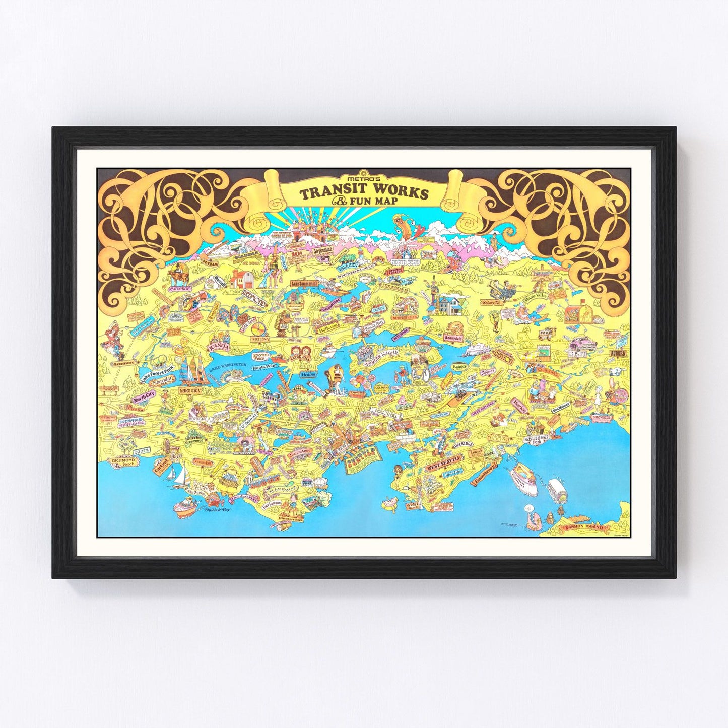 vintage map of Seattle, Washington, 1974