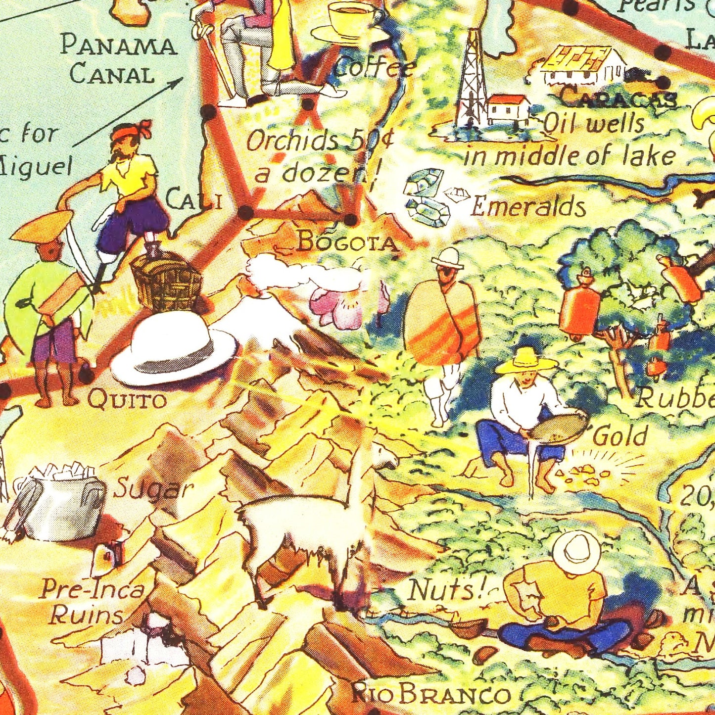 Vintage Map - Flying Clipper Ships of the Americas, 1941