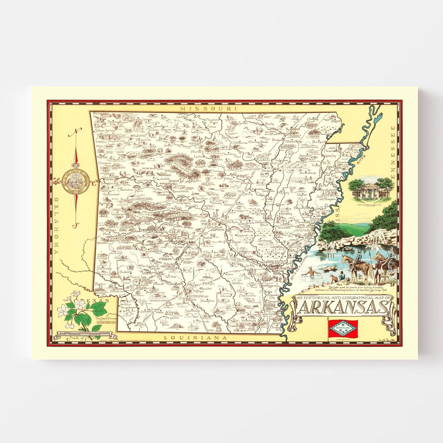 Vintage Map of Arkansas, 1938 (Road Survey Edition)