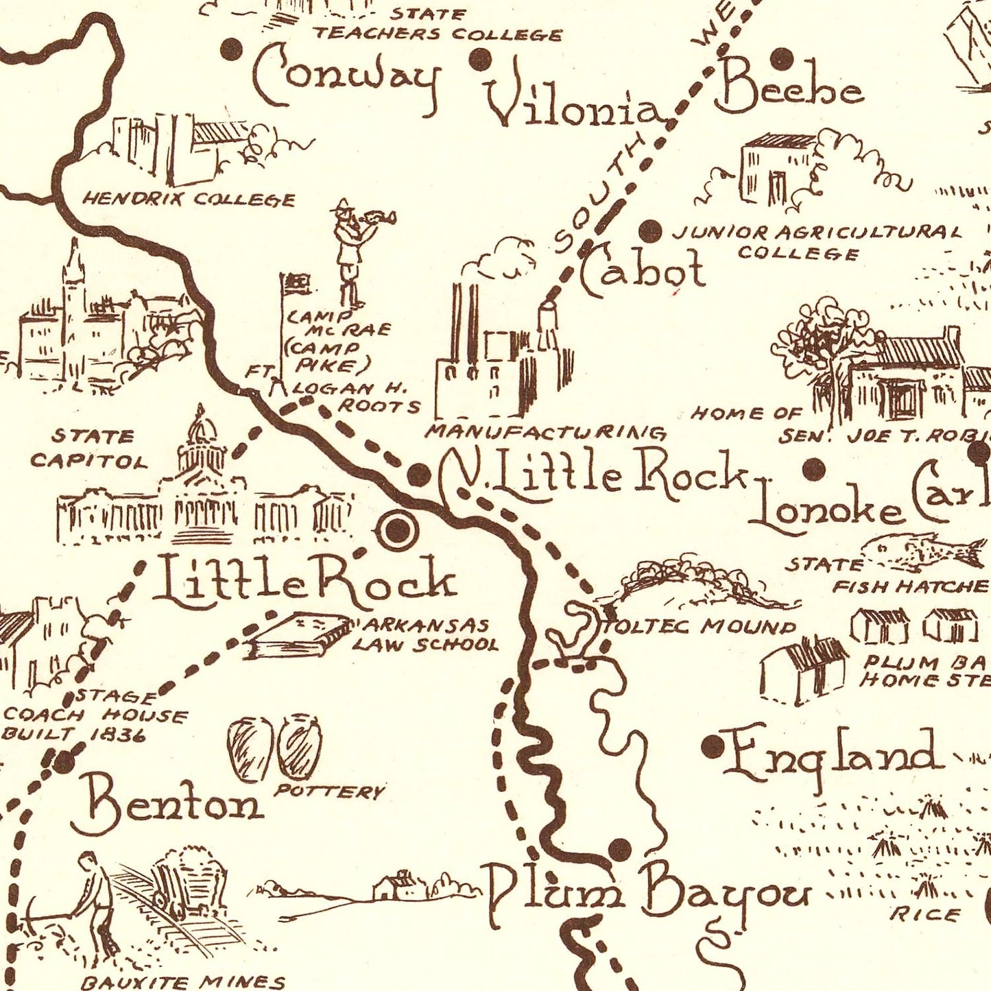 Vintage Map of Arkansas, 1938 (Road Survey Edition)