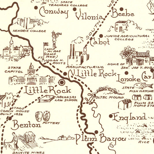 Vintage Map of Arkansas, 1938 (Road Survey Edition)