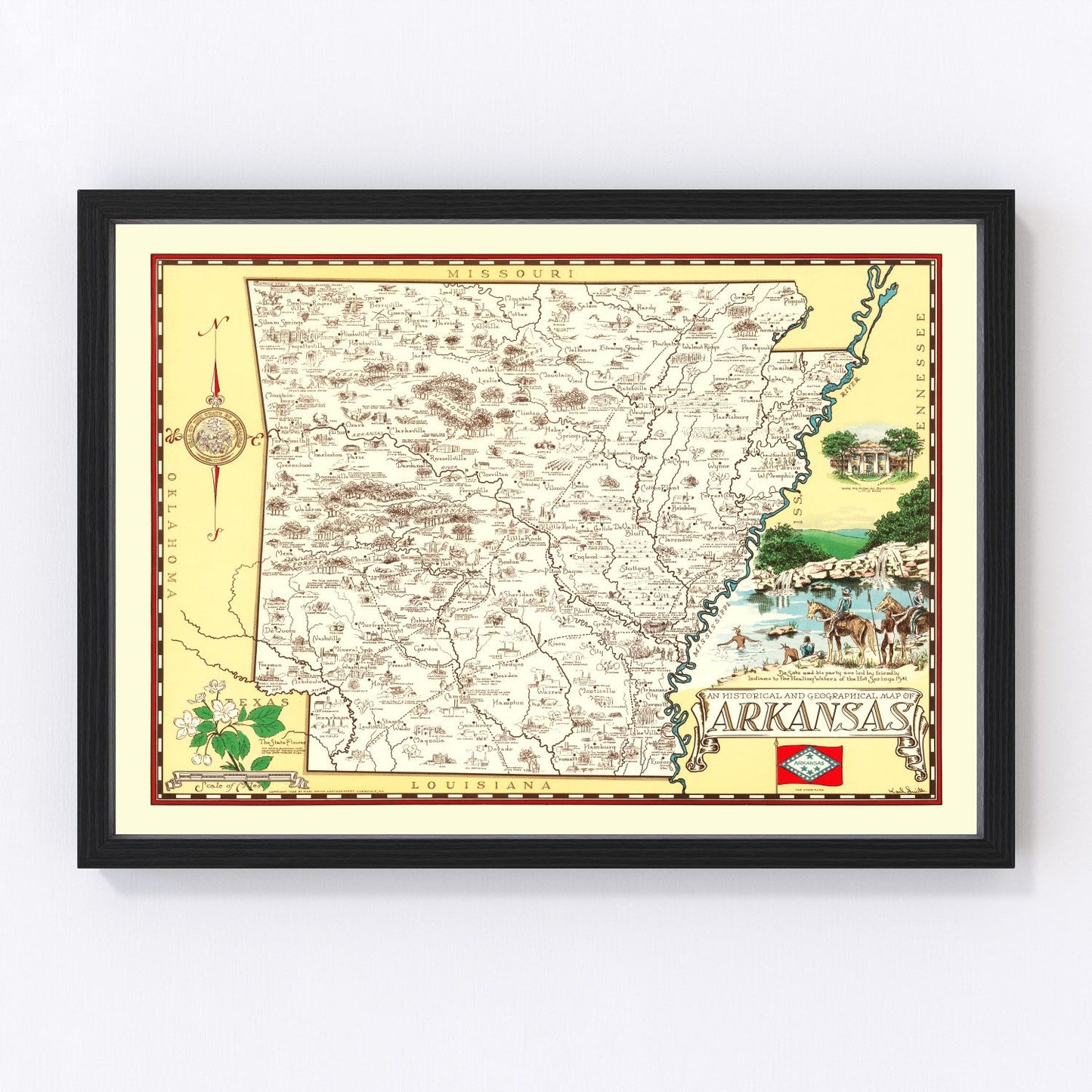 vintage road survey map of Arkansas, 1938, New Deal era