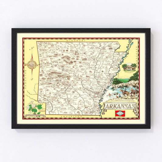 vintage road survey map of Arkansas, 1938, New Deal era