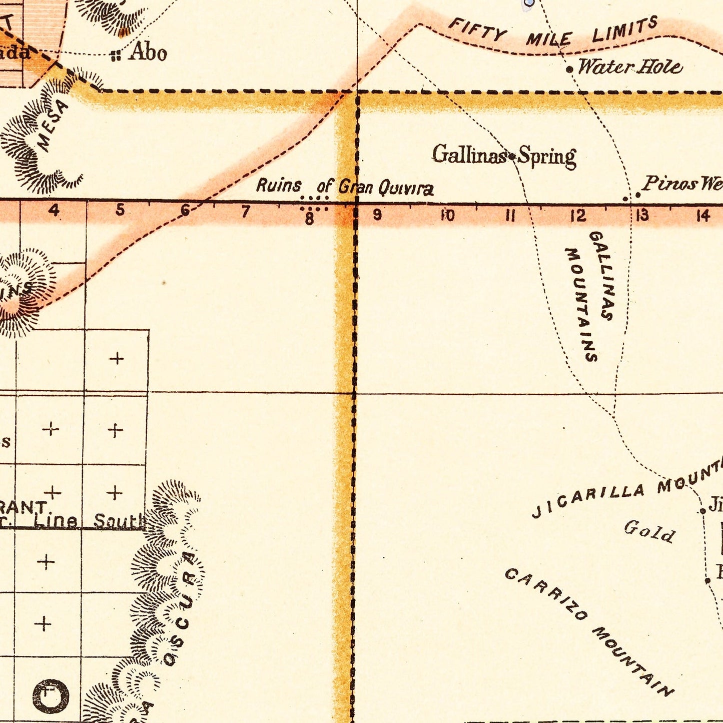 Vintage Map of New Mexico, 1876