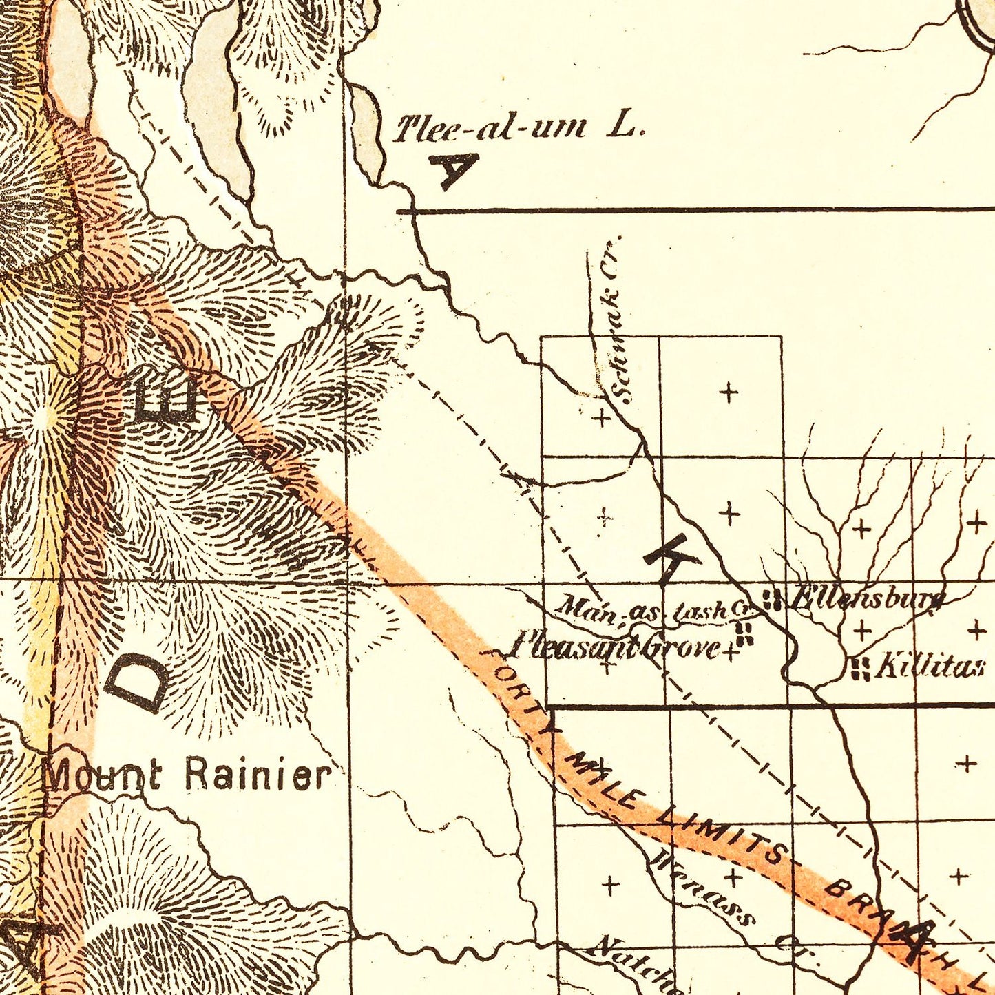 Vintage Map of Washington Territory, 1876