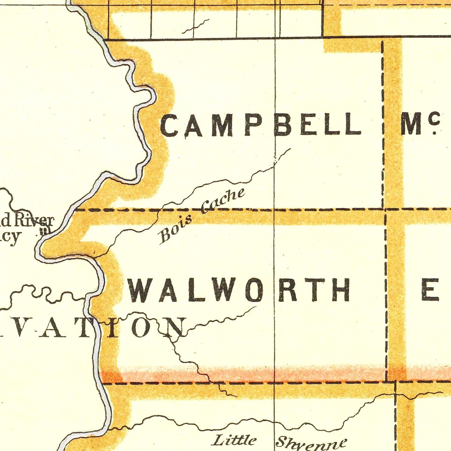 Vintage Map of South Dakota, 1876
