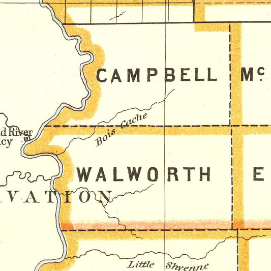 Vintage Map of South Dakota, 1876