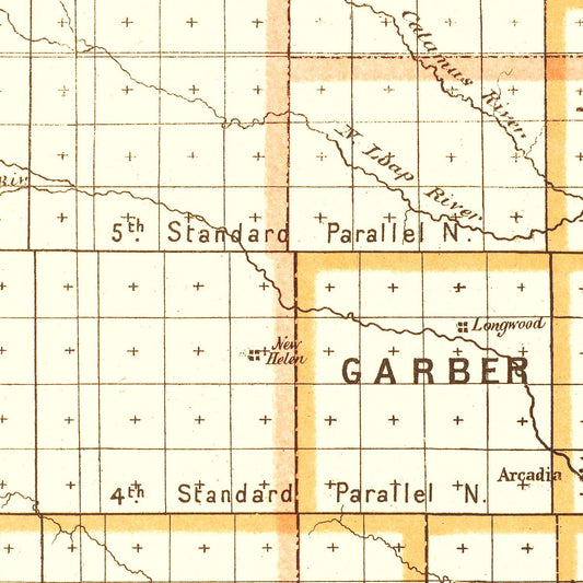 Vintage Map of Nebraska, 1876