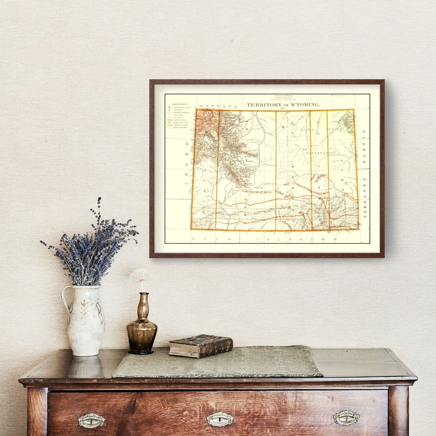 Vintage Map of Wyoming Territory, 1876