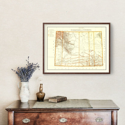 Vintage Map of Wyoming Territory, 1876