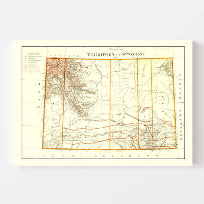 Vintage Map of Wyoming Territory, 1876