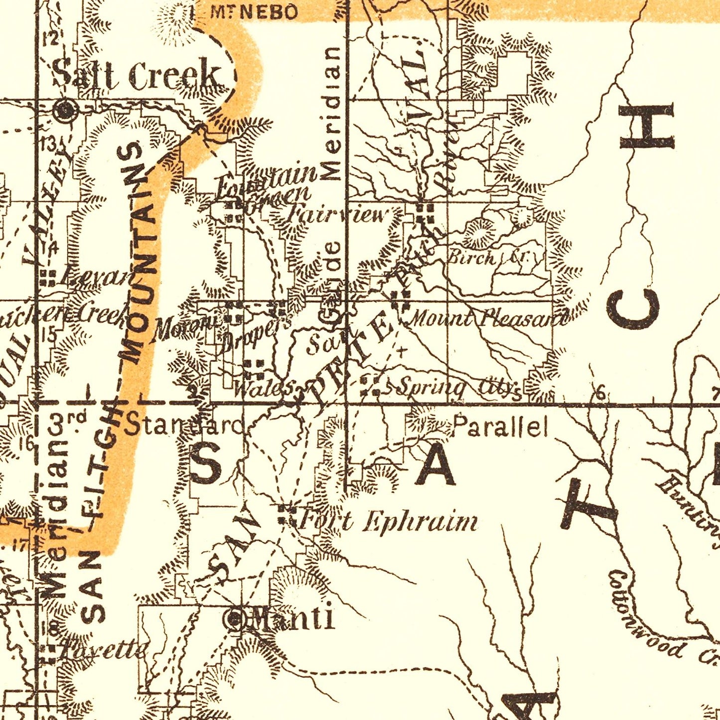Vintage Map of Utah, 1876 II