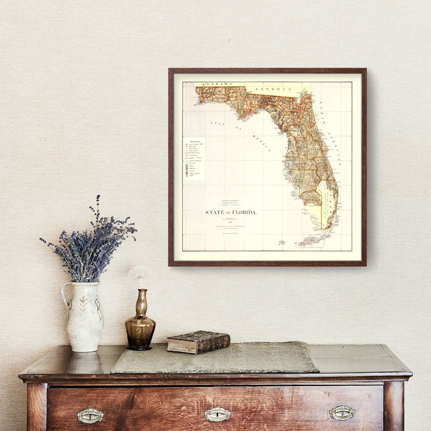 Vintage Map of Florida, 1876