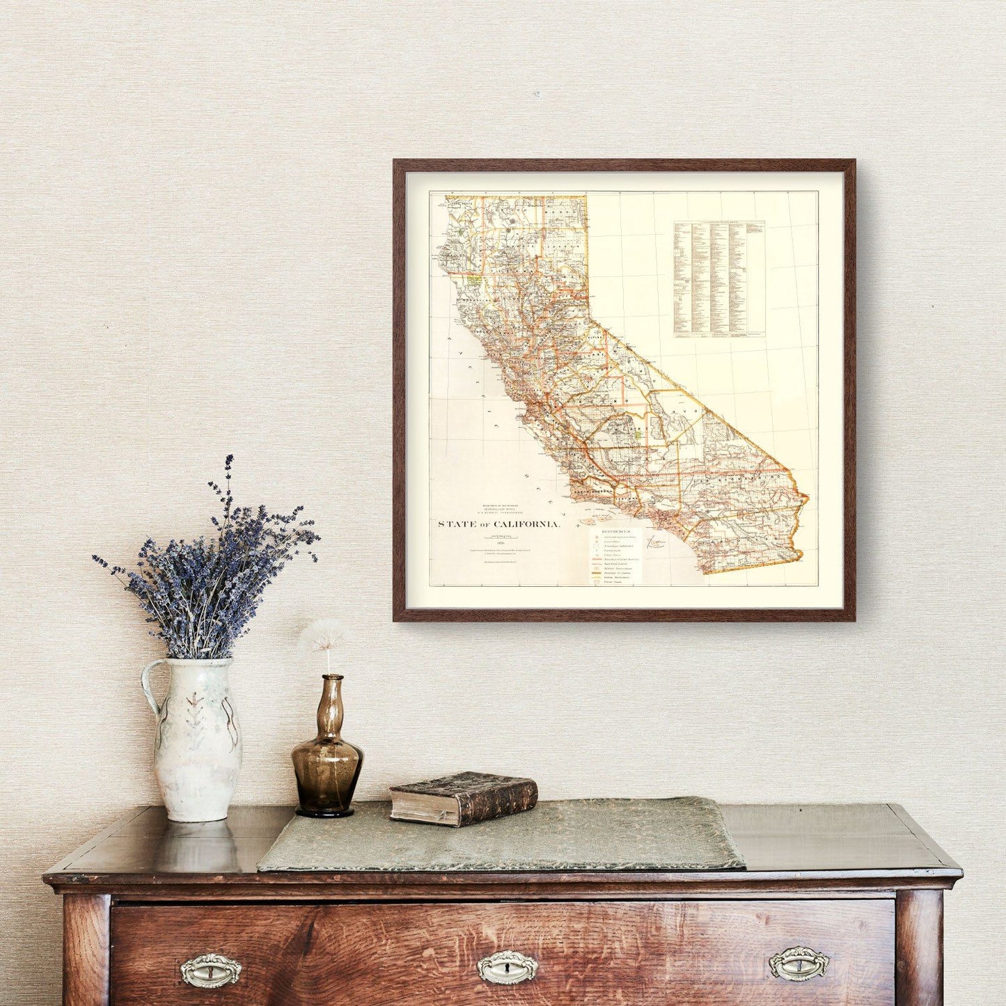 Vintage Map of California, 1876 | Wall Art