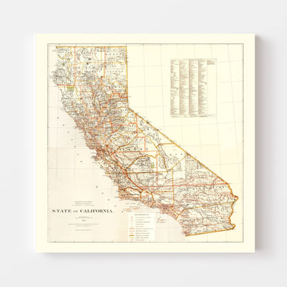 Vintage Map of California, 1876 | Wall Art