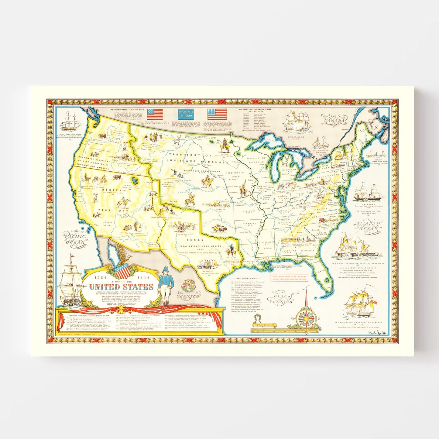 Louisiana Purchase Map of the United States, Vintage