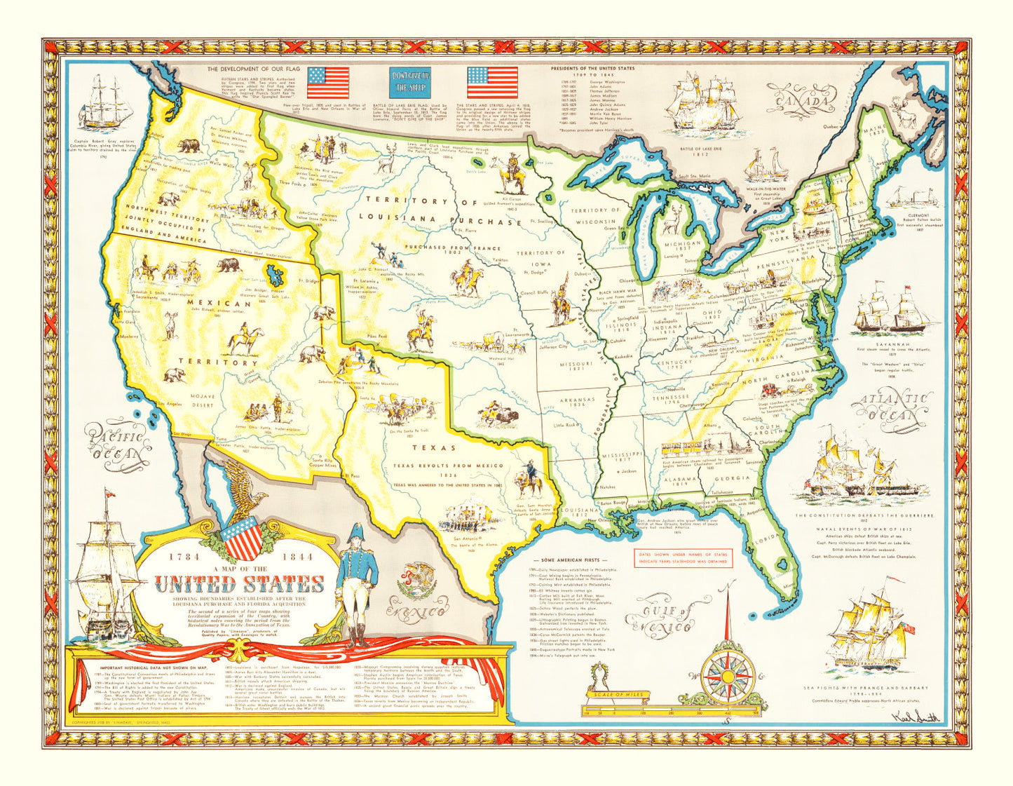 Louisiana Purchase Map of the United States, Vintage